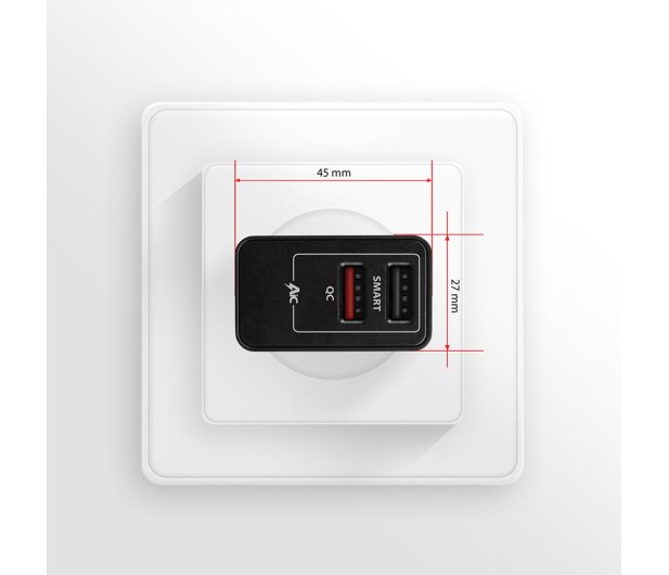 Axagon ACU-QS24, QC & SMART 24W, 2x USB-A, QC3.0/AFC/FCP + 5V/1.2A - 1353454 - zdjęcie 3